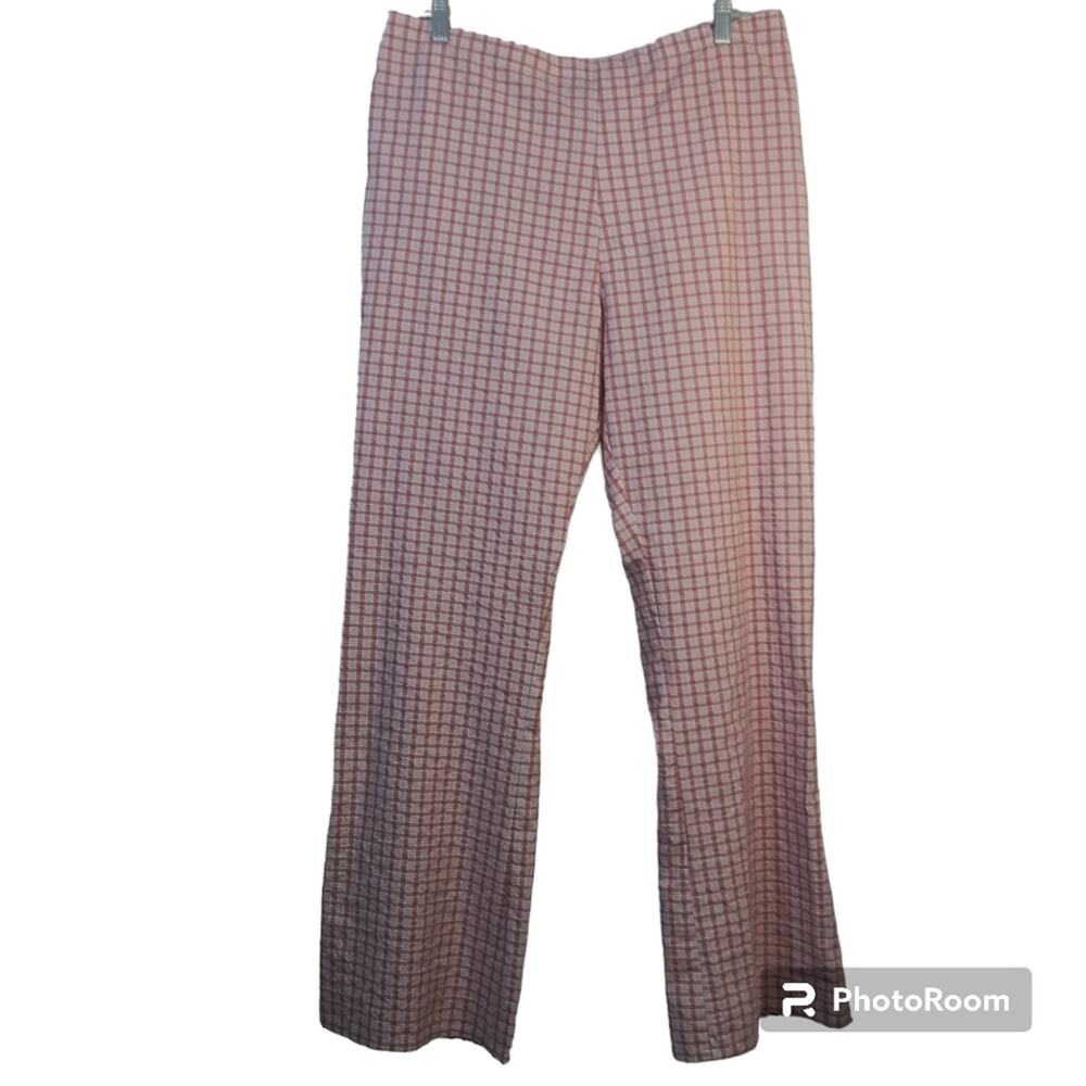 ASOS DESIGN Casual Flare Pants in Pink Check Size 12